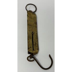 Vintage Wilcox Brass Gold Spring Balance Hanging Scale Luggage 10"